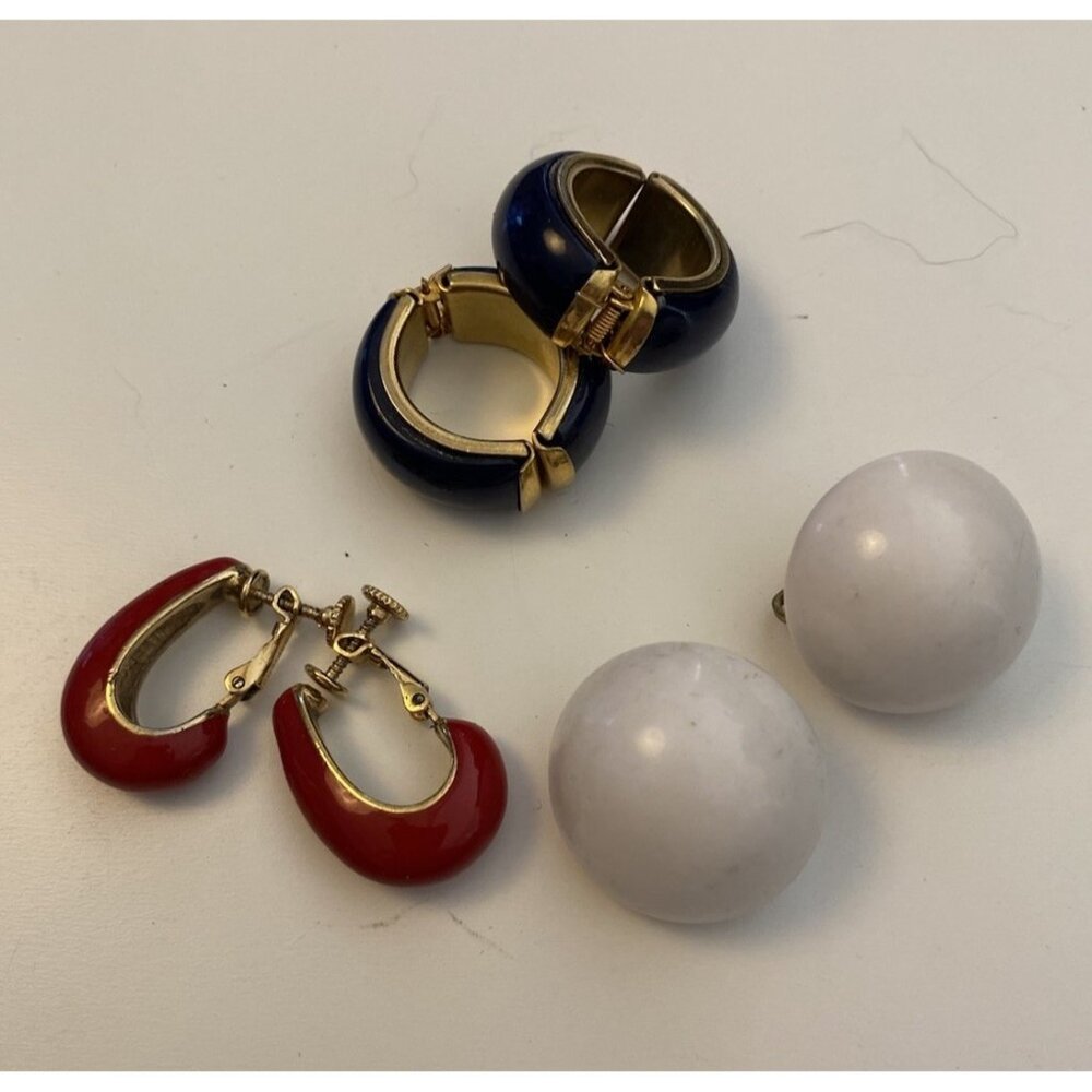 Vtg Earrings Multi Screw Backs Clip-on Enamel Napier Unbranded Lucite Retro Lot